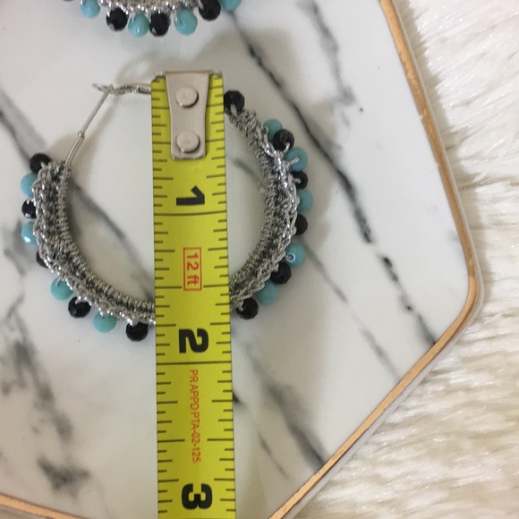 Hoop earrings silver blue and black - Picture 7 of 8